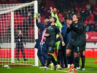 The team (SS Lazio) celebrates the win during the Italian championship Serie A football match between AC Monza and SS Lazio in Monza, Italy,...