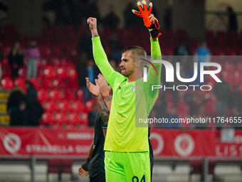 Ivan Provedel (SS Lazio) celebrates the win during the Italian championship Serie A football match between AC Monza and SS Lazio in Monza, I...