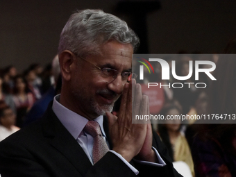 India's external affairs minister Subrahmanyam Jaishankar reacts during an event in Mumbai, India, on November 10, 2024. (