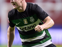 Conrad Harder of Sporting CP celebrates after he scores his team's third goal during the Liga Portugal Betclic match between SC Braga and Sp...