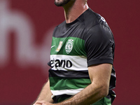 Goncalo Inacio of Sporting CP celebrates after Conrad Harder (not in frame) scores their side's fourth goal during the Liga Portugal Betclic...