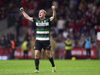 Conrad Harder of Sporting CP celebrates after scoring his team's fourth goal during the Liga Portugal Betclic match between SC Braga and Spo...