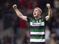 Conrad Harder of Sporting CP celebrates after scoring his team's fourth goal during the Liga Portugal Betclic match between SC Braga and Spo...