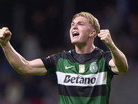 Conrad Harder of Sporting CP celebrates after scoring his team's fourth goal during the Liga Portugal Betclic match between SC Braga and Spo...