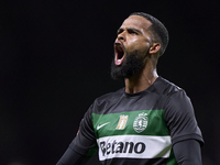 Jeremiah St. Juste of Sporting CP celebrates victory after the Liga Portugal Betclic match between SC Braga and Sporting CP at Estadio Munic...