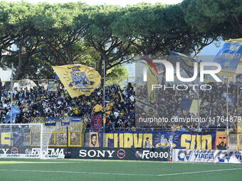 Supporters of SS Juve Stabia during the Serie B match between SS Juve Stabia and Spezia Calcio at Stadio Romeo Menti Castellammare Di Stabia...