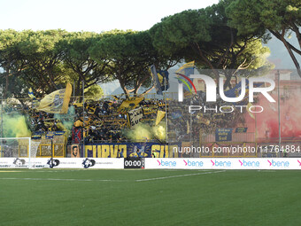 Supporters of SS Juve Stabia during the Serie B match between SS Juve Stabia and Spezia Calcio at Stadio Romeo Menti Castellammare Di Stabia...