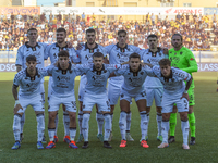 Players of Spezia Calcio line up for a team photo during the Serie B match between SS Juve Stabia and Spezia Calcio at Stadio Romeo Menti Ca...