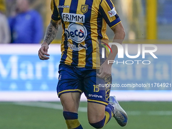 Romano Floriani Mussolini of SS Juve Stabia during the Serie B match between SS Juve Stabia and Spezia Calcio at Stadio Romeo Menti Castella...