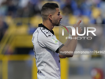 Antonio-Mirko Colak of Spezia Calcio celebrates after scoring during the Serie B match between SS Juve Stabia and Spezia Calcio at Stadio Ro...