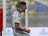 Antonio-Mirko Colak of Spezia Calcio celebrates after scoring during the Serie B match between SS Juve Stabia and Spezia Calcio at Stadio Ro...