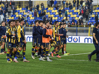 Players of SS Juve Stabia applauds fans at the end of the Serie B match between SS Juve Stabia and Spezia Calcio at Stadio Romeo Menti Caste...