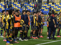 Players of SS Juve Stabia applauds fans at the end of the Serie B match between SS Juve Stabia and Spezia Calcio at Stadio Romeo Menti Caste...