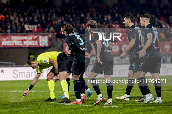 Luca Pellegrini, Nicolo Rovella, Alessio Romagnoli, and Adam Marusic play during the Serie A match between AC Monza and SS Lazio at U-Power...