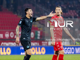 Matias Vecino plays during the Serie A match between AC Monza and SS Lazio at U-Power Stadium in Monza, Italy, on November 10, 2024. (