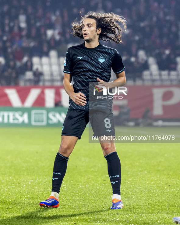 Matteo Guendouzi plays during the Serie A match between AC Monza and SS Lazio at U-Power Stadium in Monza, Italy, on November 10, 2024. 