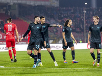 Mario Gila, Matias Vecino, Matteo Guendouzi, and Nicolo Rovella are in action during the Serie A match between AC Monza and SS Lazio in Monz...