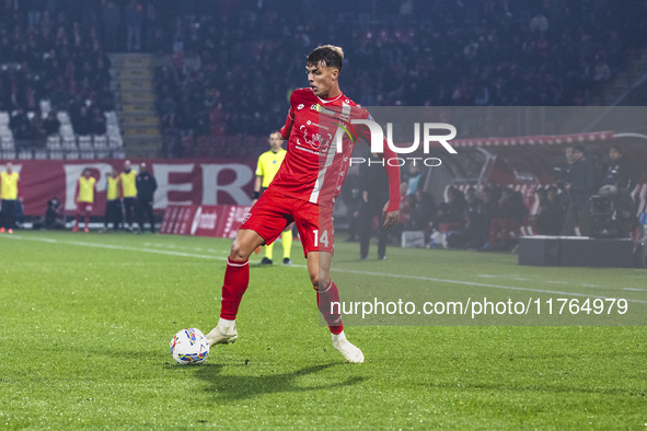 Daniel Maldini plays during the Serie A match between AC Monza and SS Lazio in Monza, Italy, on November 10, 2024, at U-Power Stadium. 