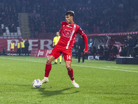 Daniel Maldini plays during the Serie A match between AC Monza and SS Lazio in Monza, Italy, on November 10, 2024, at U-Power Stadium. (