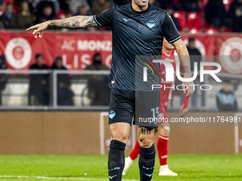 Alessio Romagnoli plays during the Serie A match between AC Monza and SS Lazio in Monza, Italy, on November 10, 2024, at U-Power Stadium (