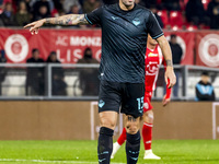 Alessio Romagnoli plays during the Serie A match between AC Monza and SS Lazio in Monza, Italy, on November 10, 2024, at U-Power Stadium (