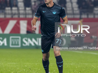 Adam Marusic plays during the Serie A match between AC Monza and SS Lazio at U-Power Stadium in Monza, Italy, on November 10, 2024. (