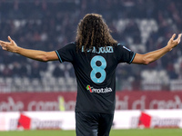 Matteo Guendouzi plays during the Serie A match between AC Monza and SS Lazio at U-Power Stadium in Monza, Italy, on November 10, 2024. (