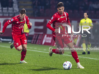 Daniel Maldini plays during the Serie A match between AC Monza and SS Lazio in Monza, Italy, on November 10, 2024, at U-Power Stadium. (