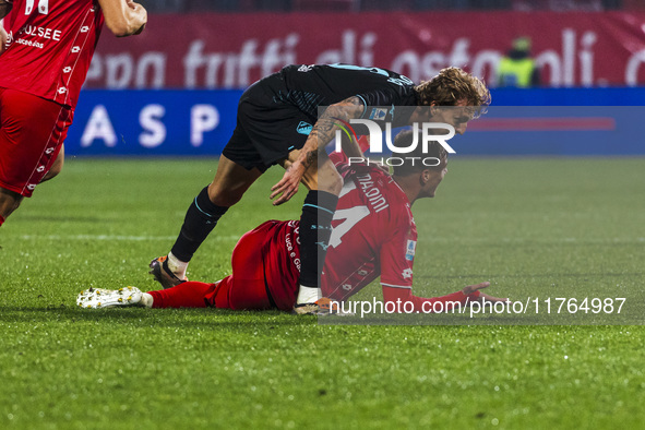 Daniel Maldini and Nicolo Rovella are in action during the Serie A match between AC Monza and SS Lazio at U-Power Stadium in Monza, Italy, o...