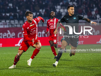 Matias Vecino and Daniel Maldini play during the Serie A match between AC Monza and SS Lazio at U-Power Stadium in Monza, Italy, on November...