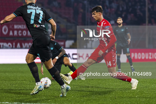 Daniel Maldini plays during the Serie A match between AC Monza and SS Lazio in Monza, Italy, on November 10, 2024, at U-Power Stadium. 