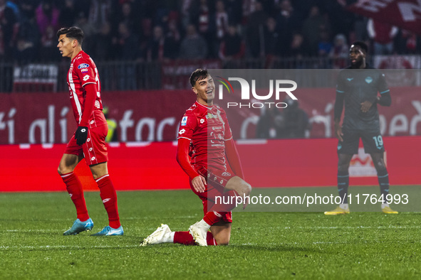 Daniel Maldini plays during the Serie A match between AC Monza and SS Lazio in Monza, Italy, on November 10, 2024, at U-Power Stadium. 