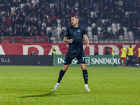 Adam Marusic plays during the Serie A match between AC Monza and SS Lazio at U-Power Stadium in Monza, Italy, on November 10, 2024. (