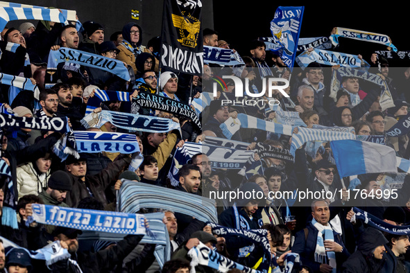 A Lazio supporter is in action during the Serie A match between AC Monza and SS Lazio at U-Power Stadium in Monza, Italy, on November 10, 20...