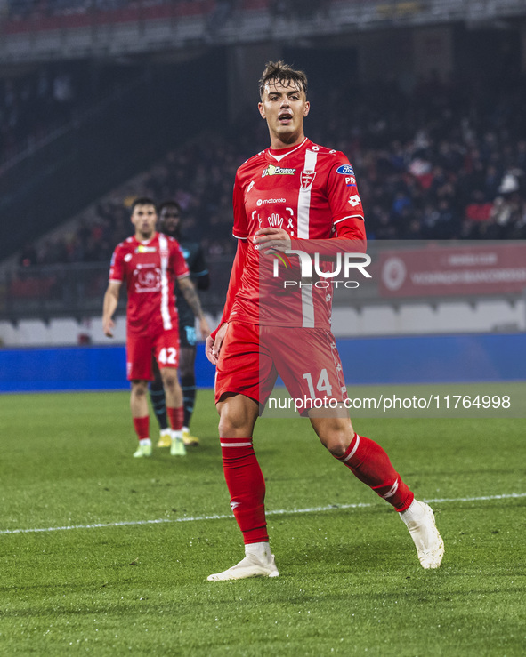 Daniel Maldini plays during the Serie A match between AC Monza and SS Lazio in Monza, Italy, on November 10, 2024, at U-Power Stadium. 