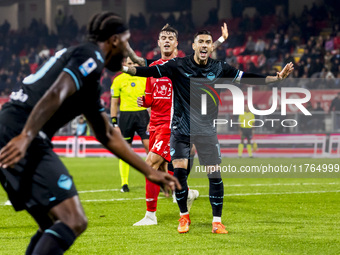 Mattia Zaccagni plays during the Serie A match between AC Monza and SS Lazio at U-Power Stadium in Monza, Italy, on November 10, 2024. (