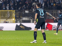 Alessio Romagnoli plays during the Serie A match between AC Monza and SS Lazio in Monza, Italy, on November 10, 2024, at U-Power Stadium (