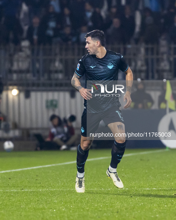 Alessio Romagnoli plays during the Serie A match between AC Monza and SS Lazio in Monza, Italy, on November 10, 2024, at U-Power Stadium 