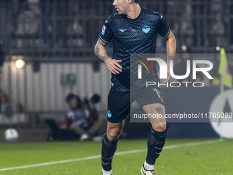 Alessio Romagnoli plays during the Serie A match between AC Monza and SS Lazio in Monza, Italy, on November 10, 2024, at U-Power Stadium (