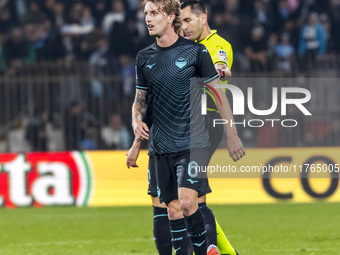 Nicolo Rovella plays during the Serie A match between AC Monza and SS Lazio at U-Power Stadium in Monza, Italy, on November 10, 2024. (