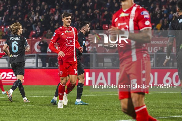 Daniel Maldini plays during the Serie A match between AC Monza and SS Lazio in Monza, Italy, on November 10, 2024, at U-Power Stadium. 