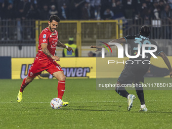 Pedro Pereira and Nuno Tavares are in action during the Serie A match between AC Monza and SS Lazio at U-Power Stadium in Monza, Italy, on N...