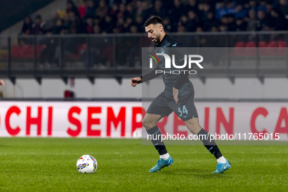 Mario Gila plays during the Serie A match between AC Monza and SS Lazio at U-Power Stadium in Monza, Italy, on November 10, 2024. 