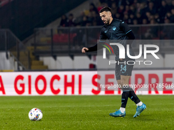 Mario Gila plays during the Serie A match between AC Monza and SS Lazio at U-Power Stadium in Monza, Italy, on November 10, 2024. (