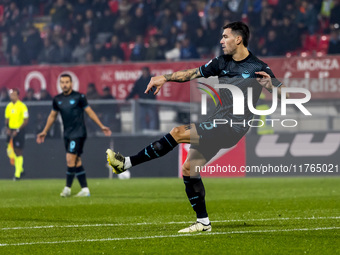 Alessio Romagnoli plays during the Serie A match between AC Monza and SS Lazio in Monza, Italy, on November 10, 2024, at U-Power Stadium (