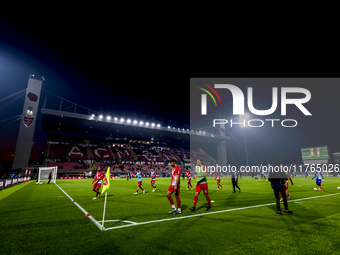 AC Monza warms up prior to the Serie A match between AC Monza and SS Lazio at U-Power Stadium in Monza, Italy, on November 10, 2024. (