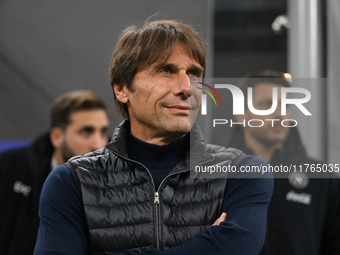 Antonio Conte, Head Coach of SSC Napoli, is present during the Italian Serie A football match between Inter FC and SSC Napoli in Milan, Ital...