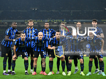 The lineup of FC Inter during the Italian Serie A football match between AC Monza and Inter FC Internazionale takes place at U-Power Stadium...