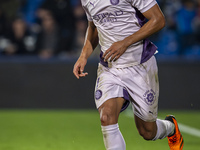 Yangel Herrera of Girona FC is in action with the ball during the La Liga EA Sports 2024/25 football match between Getafe CF and Girona FC a...