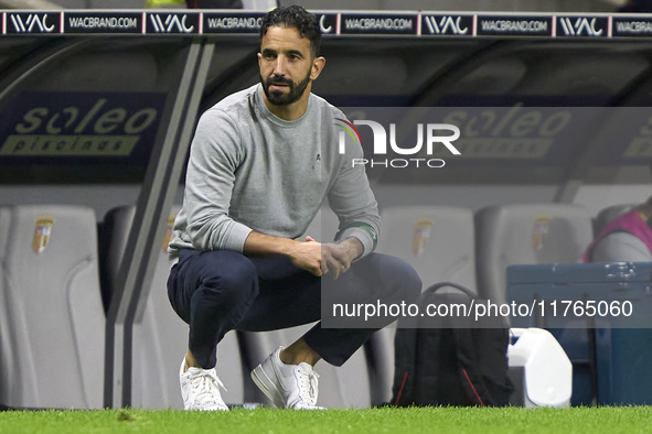 Ruben Amorim, Head Coach of Sporting CP, reacts during the Liga Portugal Betclic match between SC Braga and Sporting CP at Estadio Municipal...